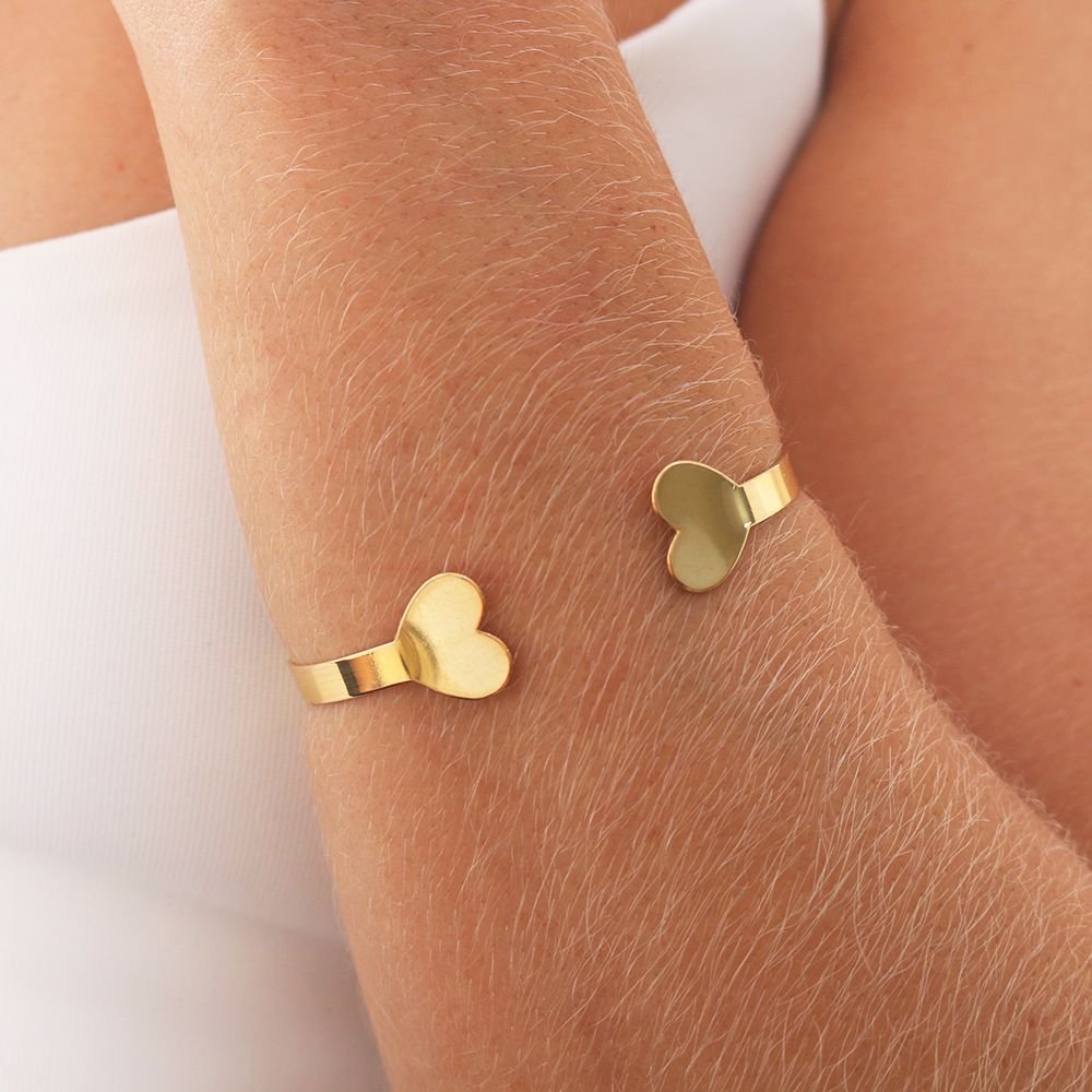 Brls-3859-Fo Bracelete Liso Com Corações.