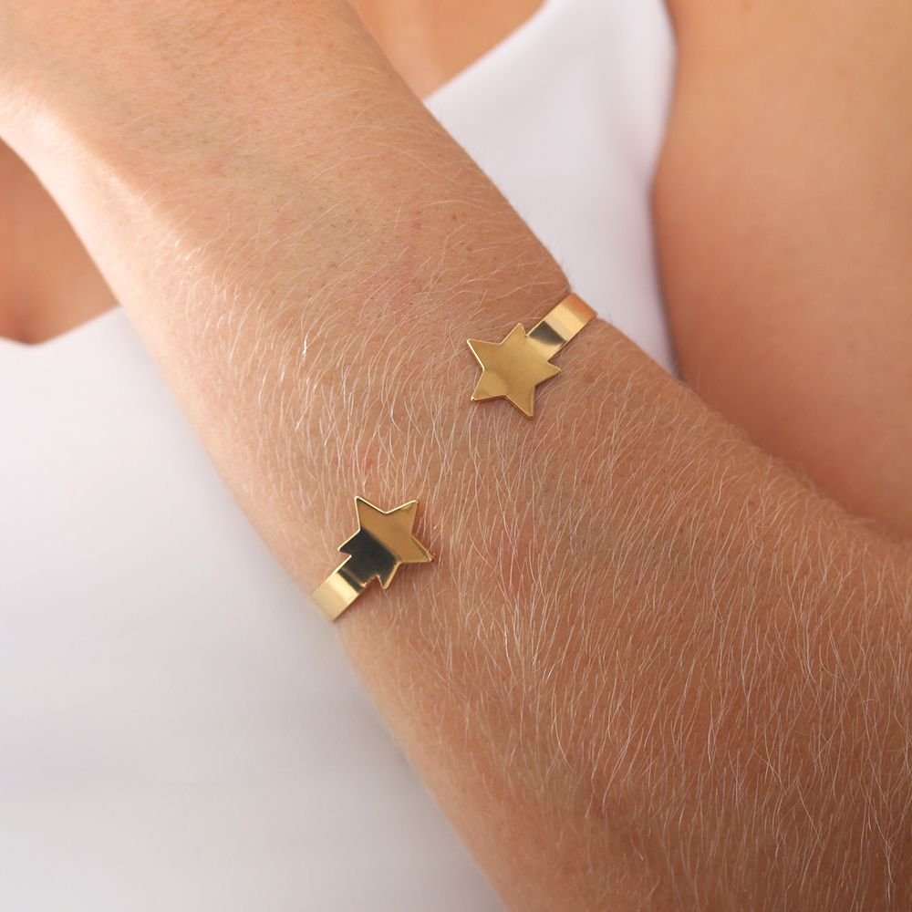 Brls-3861-Fo Bracelete Liso Com Estrelas.