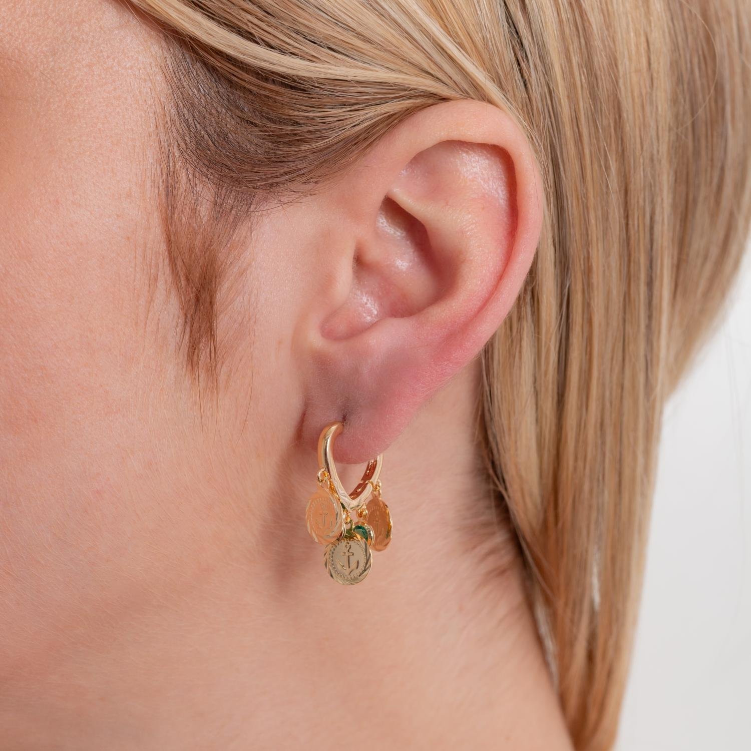 Brt-2100-Do Brinco De Argolinha Articulada Com Âncoras E Zircônias Cristal