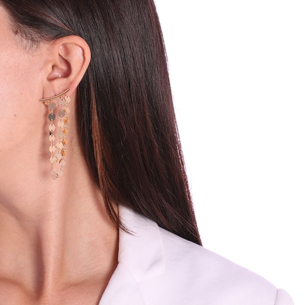 Brt-2163-Do Brinco Grande Com Pêndulos De Medalhinhas Lisas