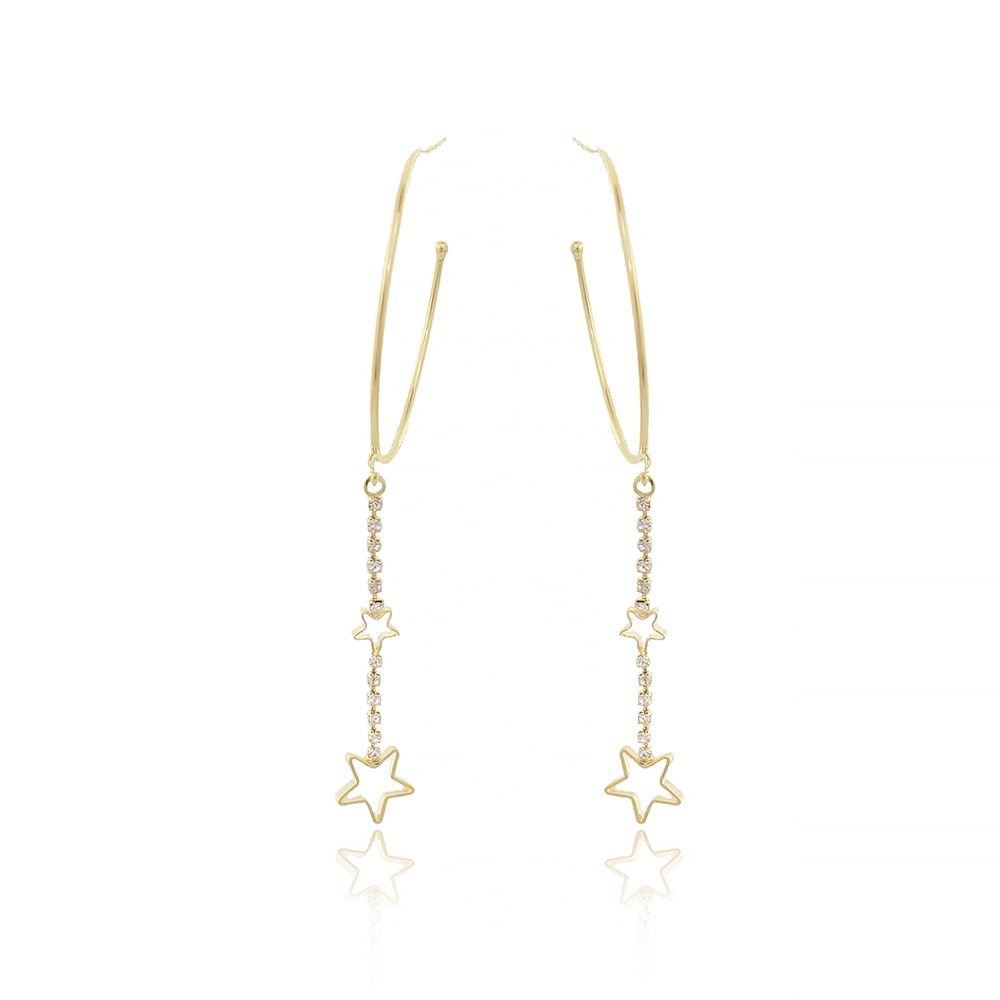 Brt-3035-Do Brinco Argola Corrente De Estrela (7,5cm)