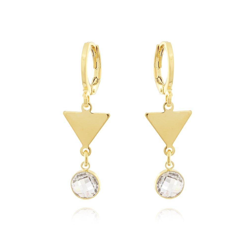 Brt-3106-Do Brinco Argolinha Articulada Com Triângulo E Zircônia