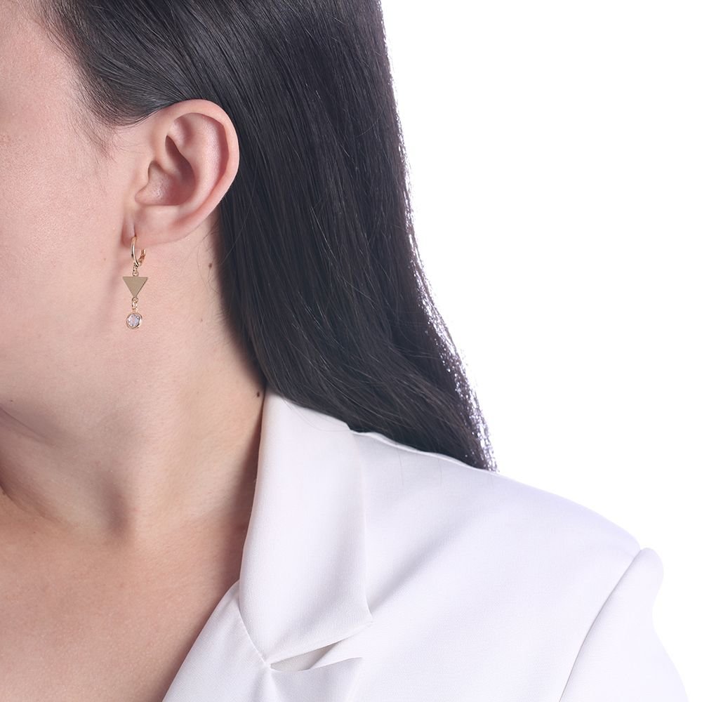 Brt-3106-Do Brinco Argolinha Articulada Com Triângulo E Zircônia