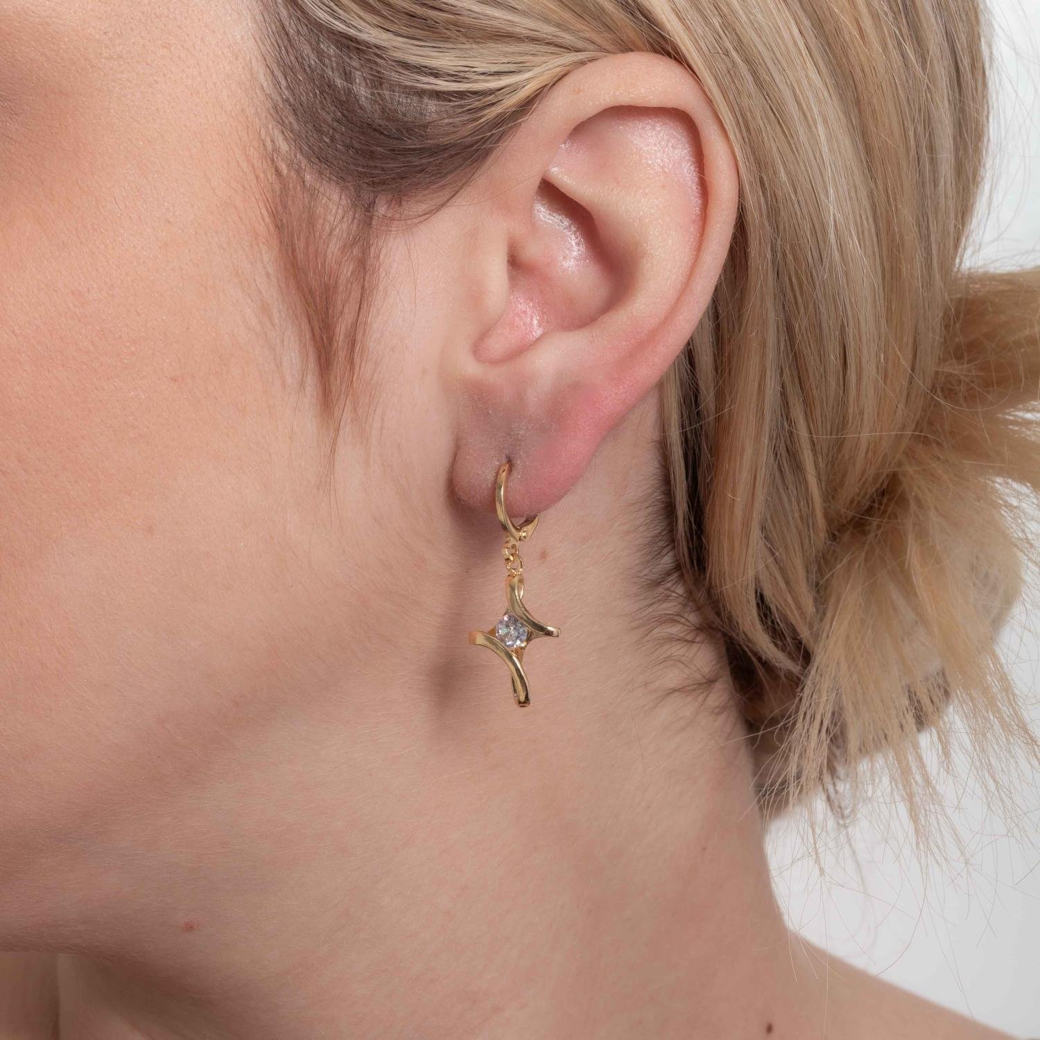 Brt-3116-Do Brinco De Argola Articulada Com Zircônia Cristal.