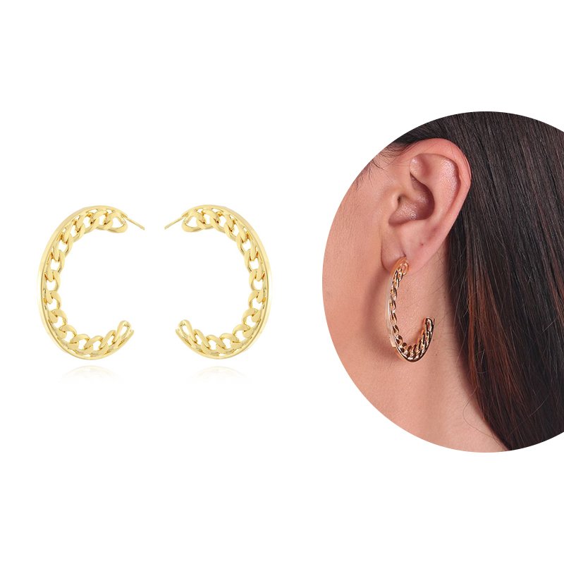 Brt-3154-Do Brinco Meia Argola De Elos