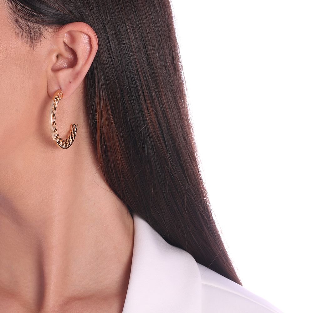 Brt-3154-Do Brinco Meia Argola De Elos