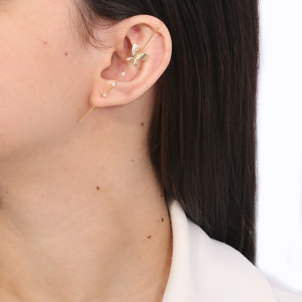 Brt-3203-Do Brinco Ear Pin Borboleta Com Zircônia