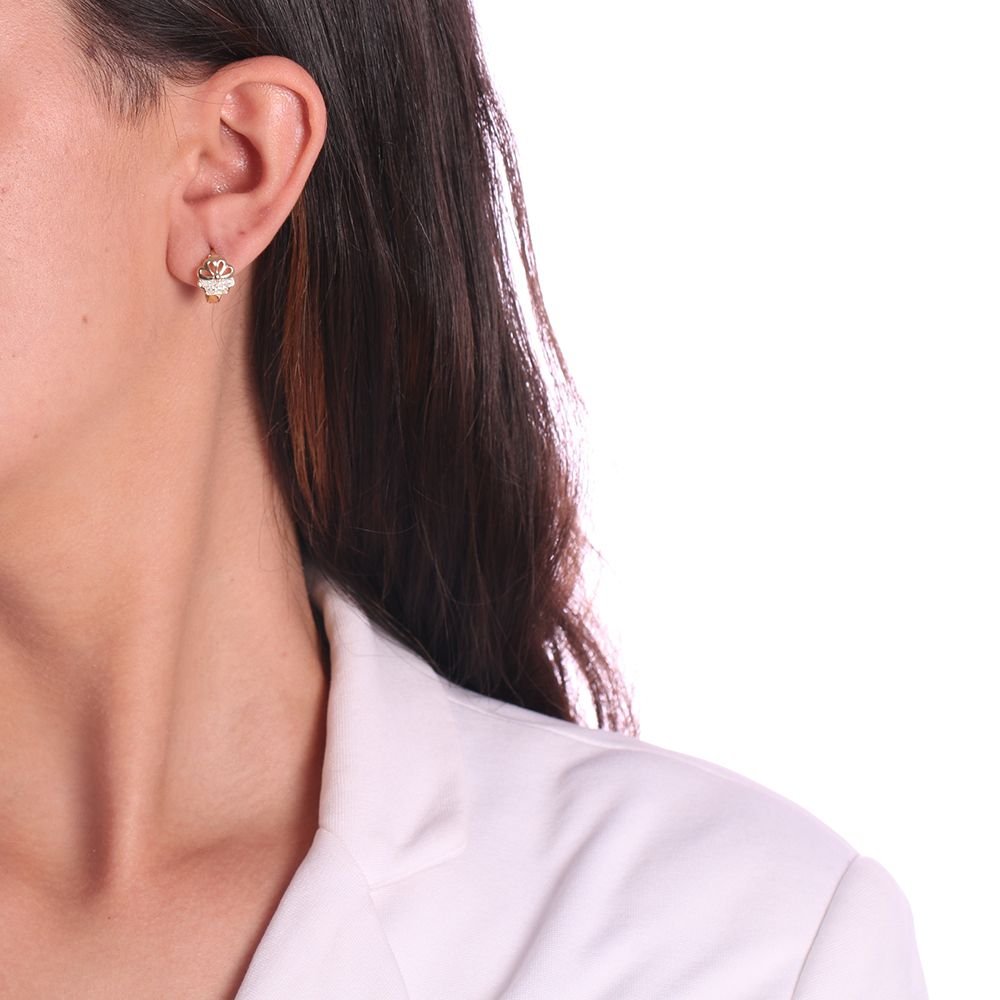 Brt-339-Do Brinco De Argolinha De Flor Cravejada