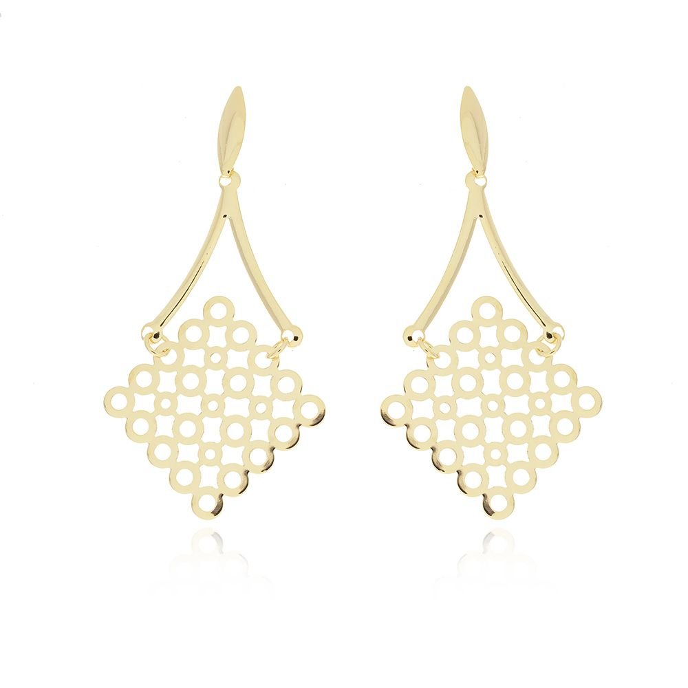 Brt-5022-Do (7cm) Brinco Com Detalhes Em Círculos Vazados