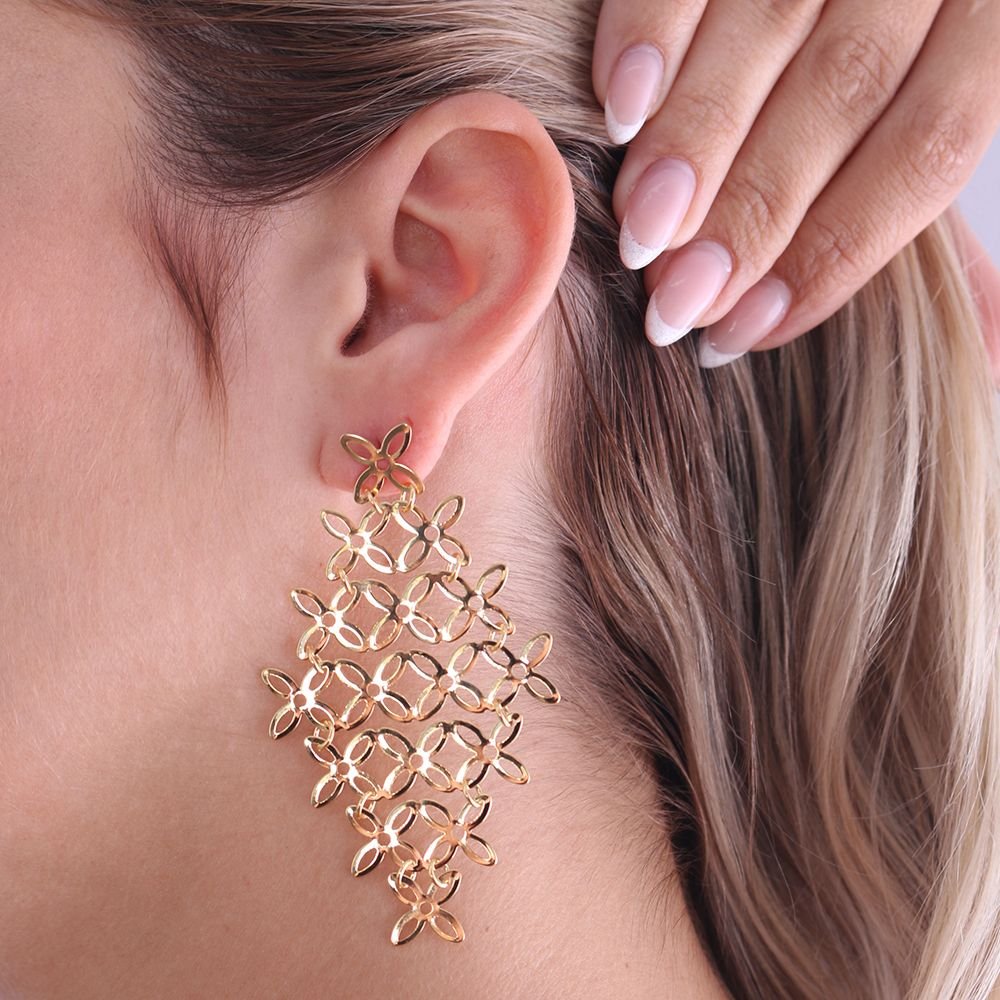 Brt-5030-Do Brinco Longo De Flores Vazadas