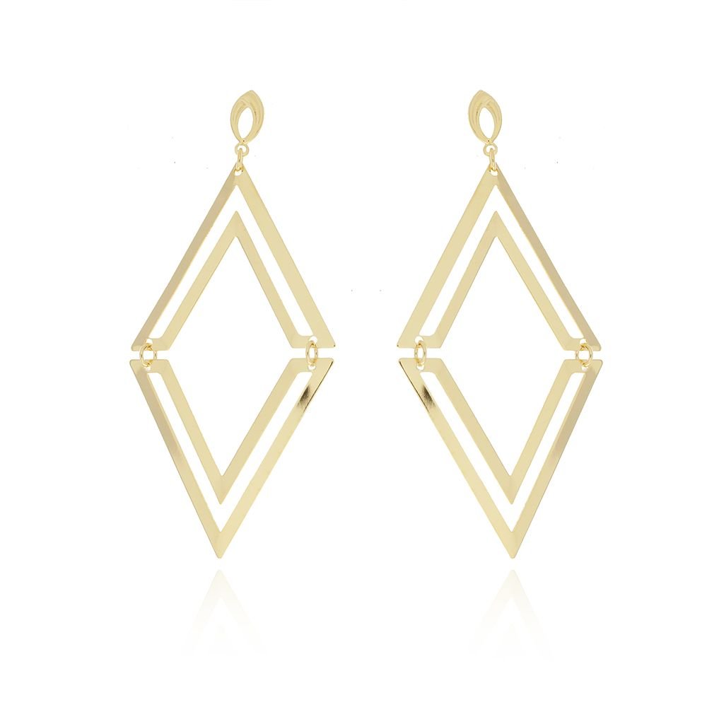 Brt-5042-Do (8,5cm) Brinco Longo Geométrico