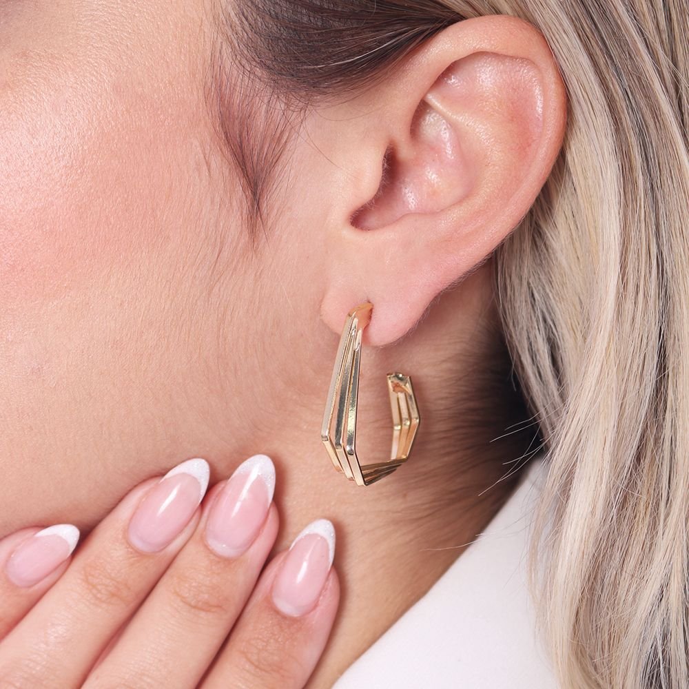 Brt-5122-Do Brinco Meia Argola Geométrica