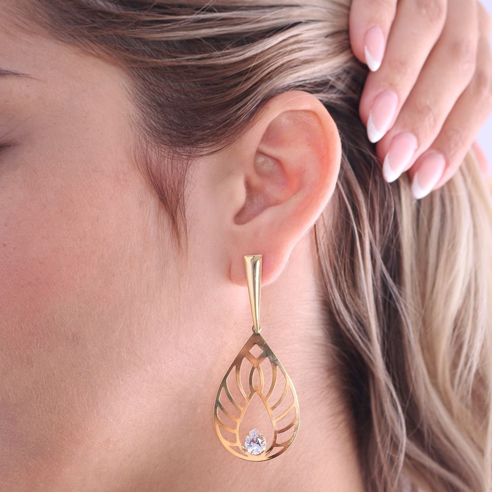 Brt-5203-Do Brinco Longo Com Pedra Cristal