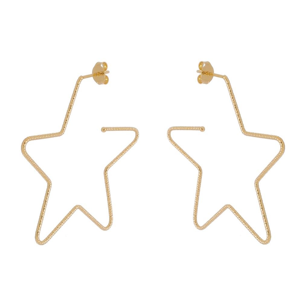 Brt-5323-Do - Brinco Argola Estrela Lisa (45mm)