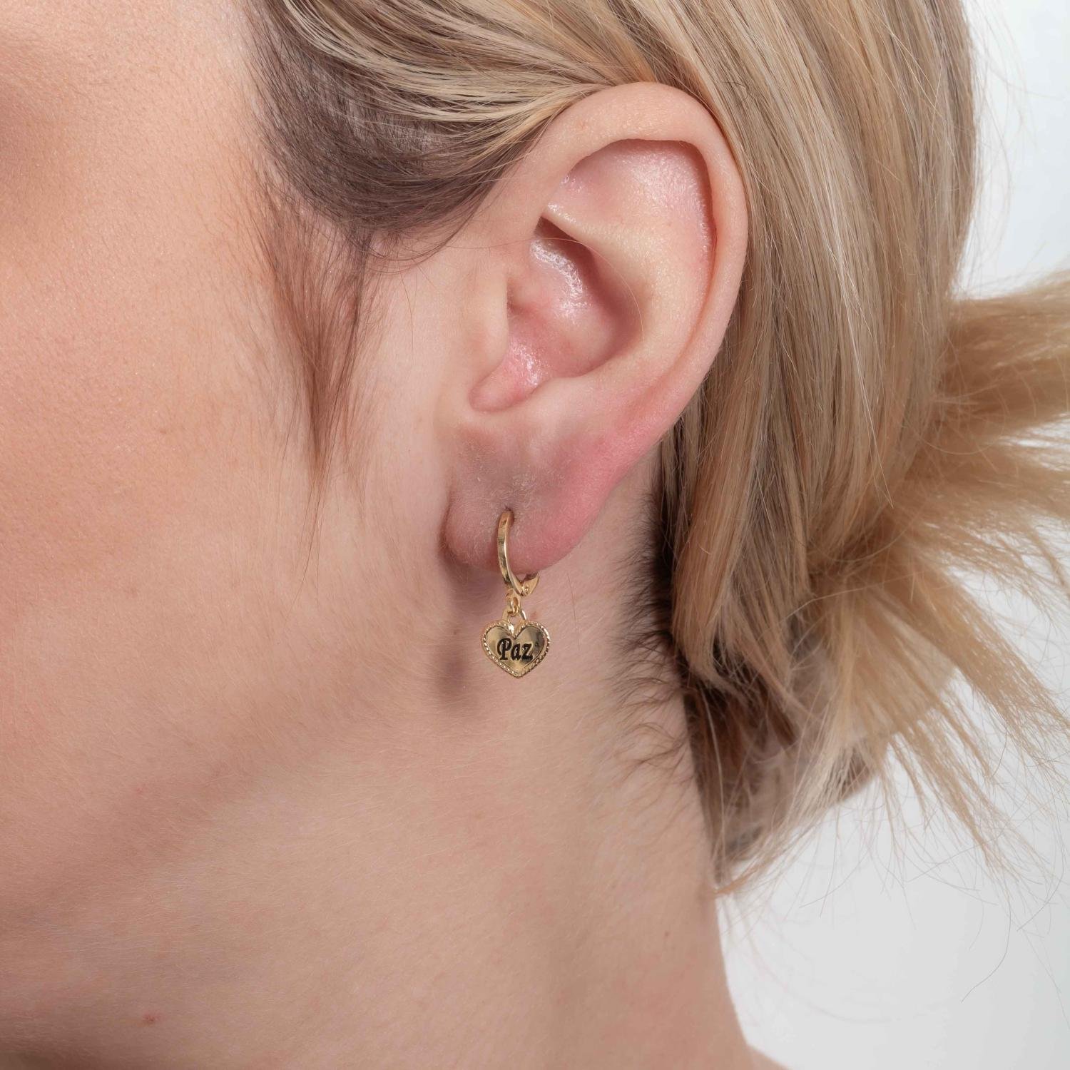 Brt-5599-Do Brinco De Aorgola Articulada De Coração Paz Com Resina Preta.