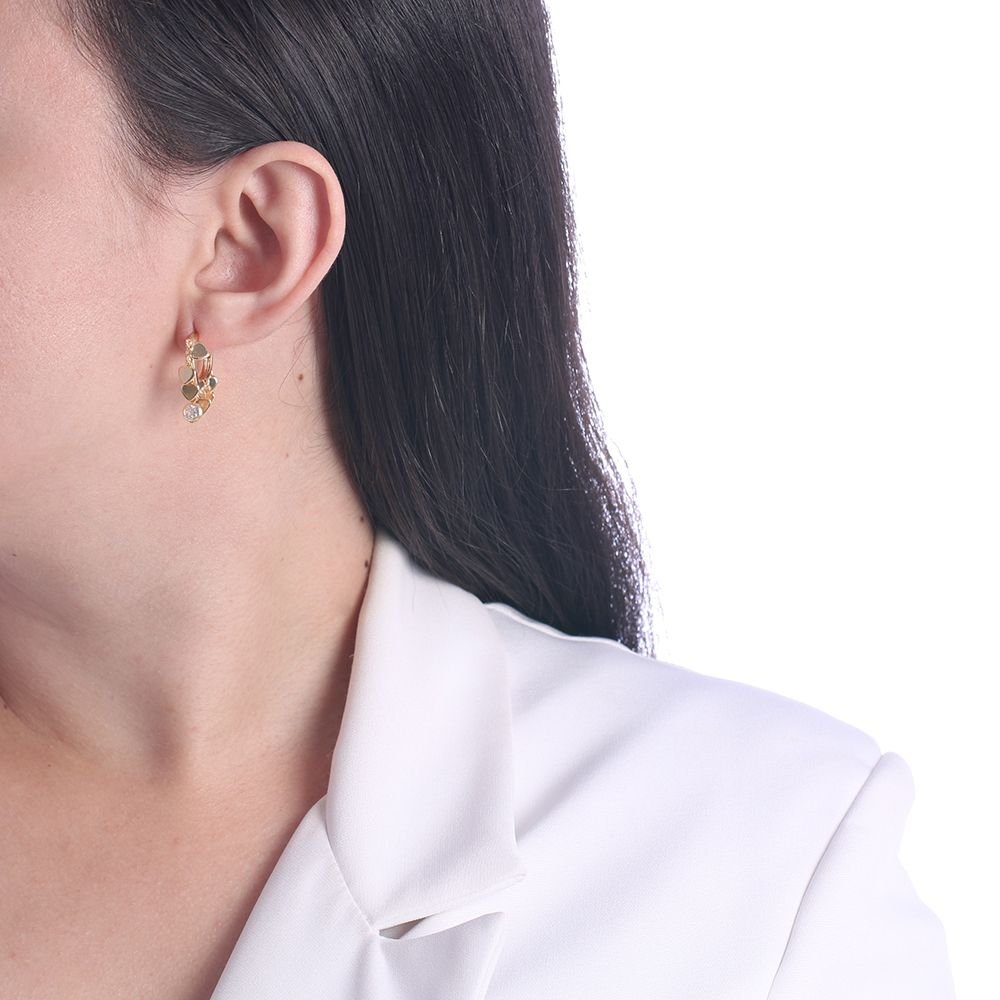 Brt-5693-Do Brinco De Argolinha Articulada Com Corações E Zircônias