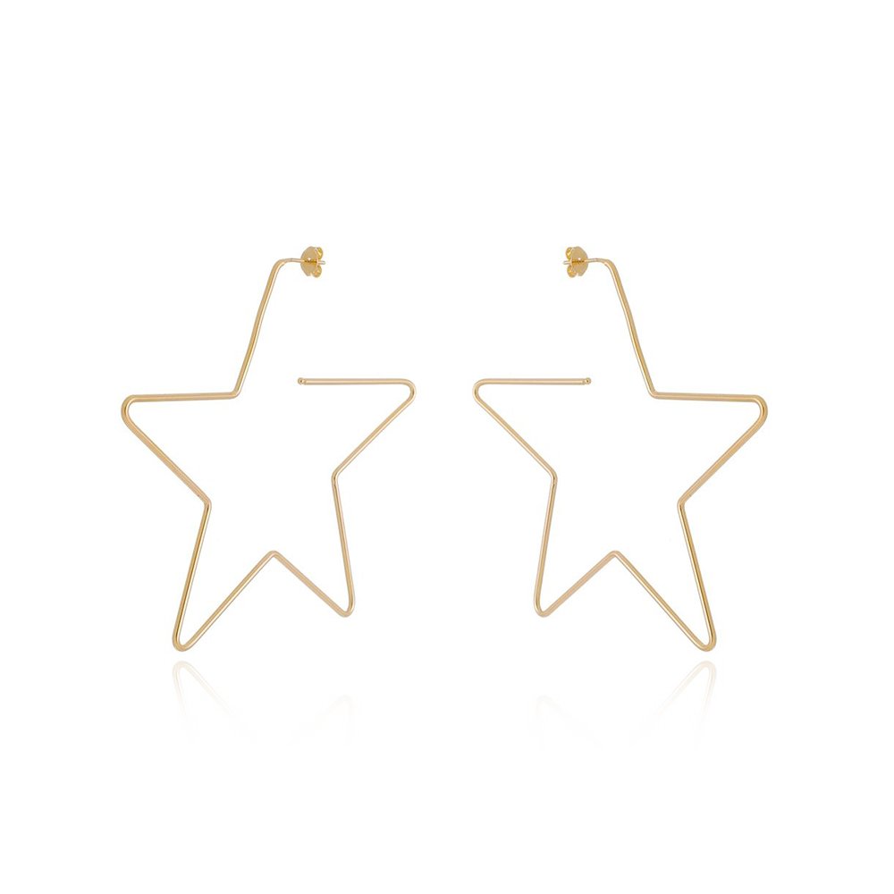 Brt-5729-Do Brinco Argola Formato De Estrela Lisa (78mm)