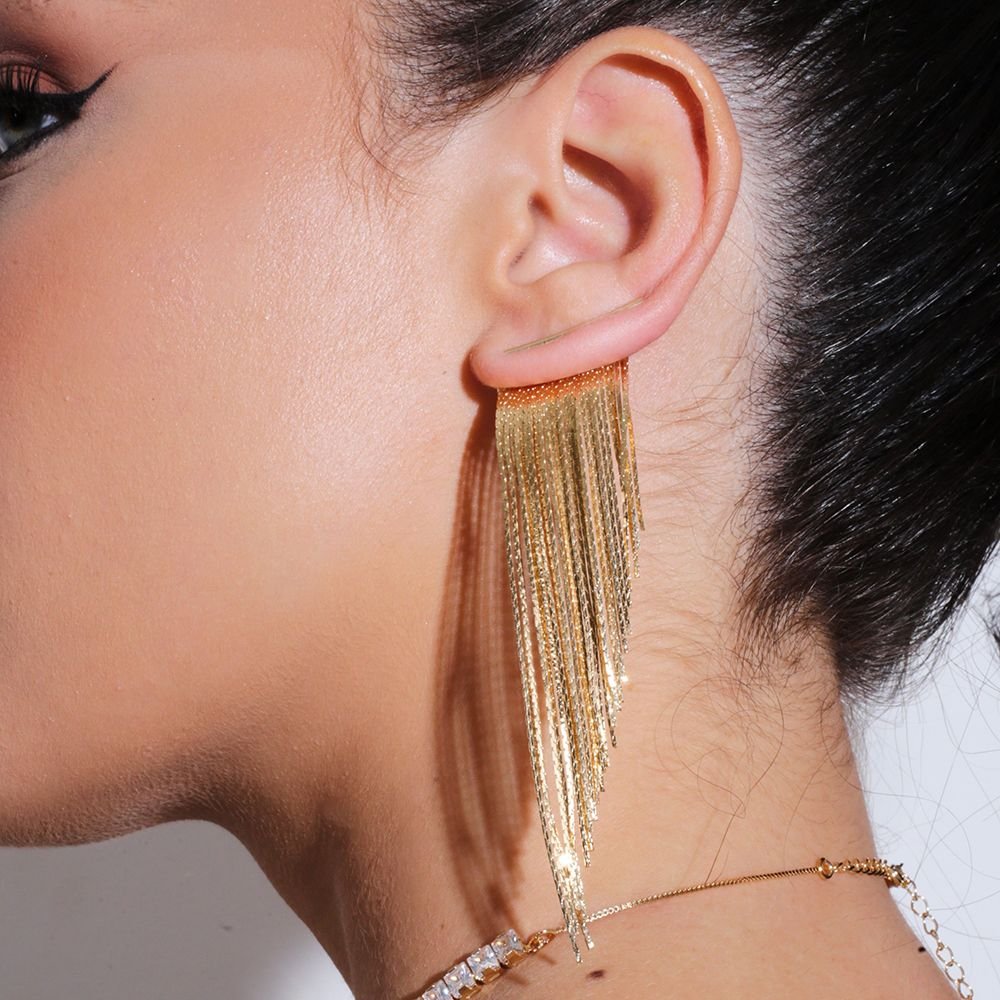 Brt-5754-Do Brinco Ear Jacket Franja Longo (9cm)