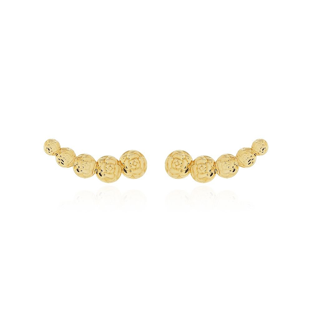 Brt-6484-Do - Brinco Ear Cuff Detalhado Flor