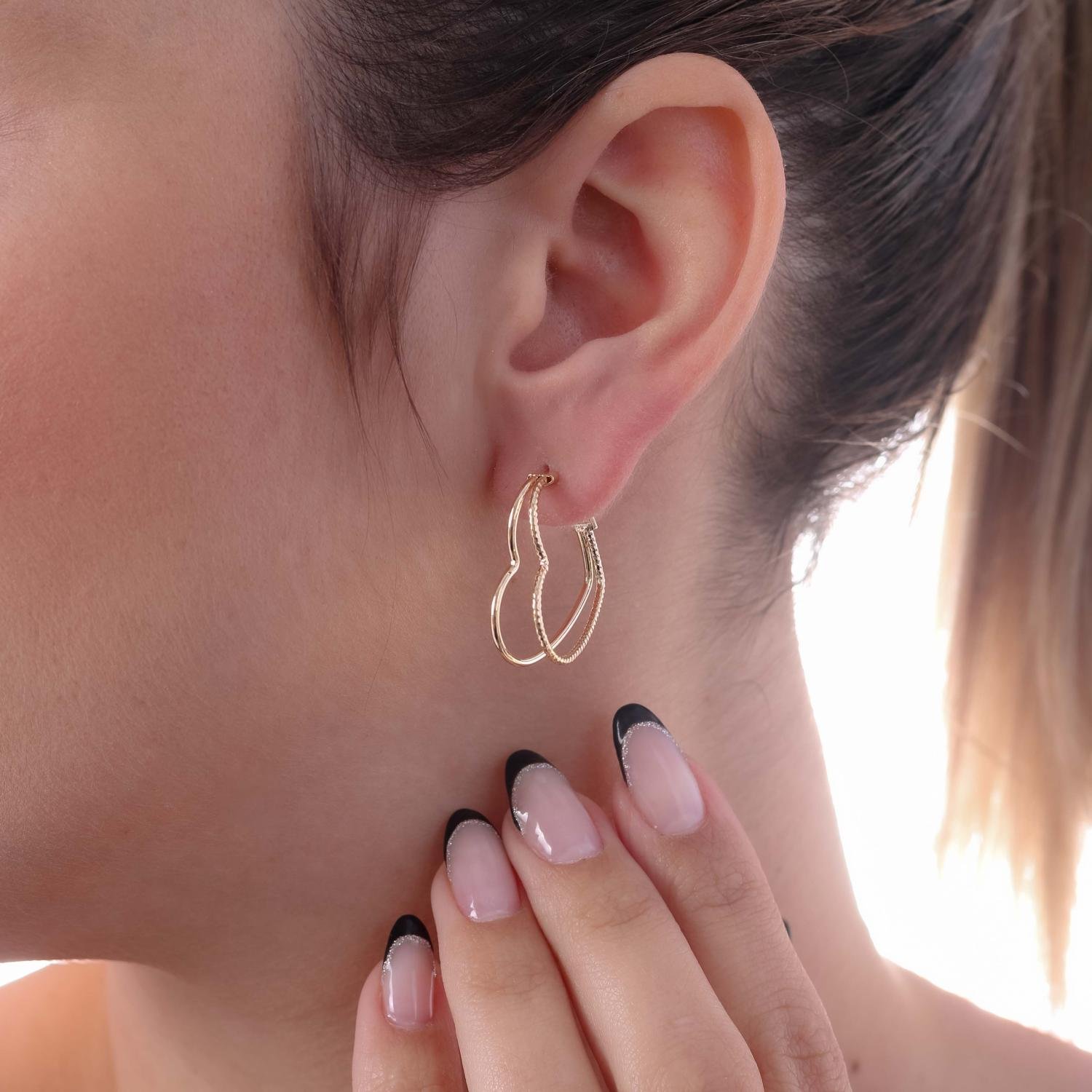 Brt-6663-Do Brinco Argola De Coração Duplo Vazado (25mm)