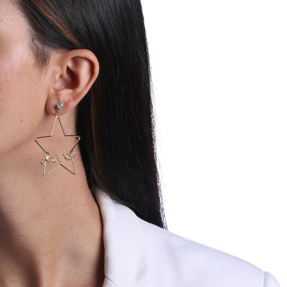 Brt-6686-Do Brinco De Estrela Vazada Escrito Love