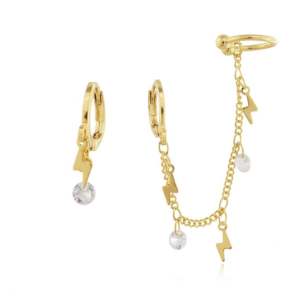Brt-6712-Do Brinco Ear Cuff Com Raios E Pontos De Luz