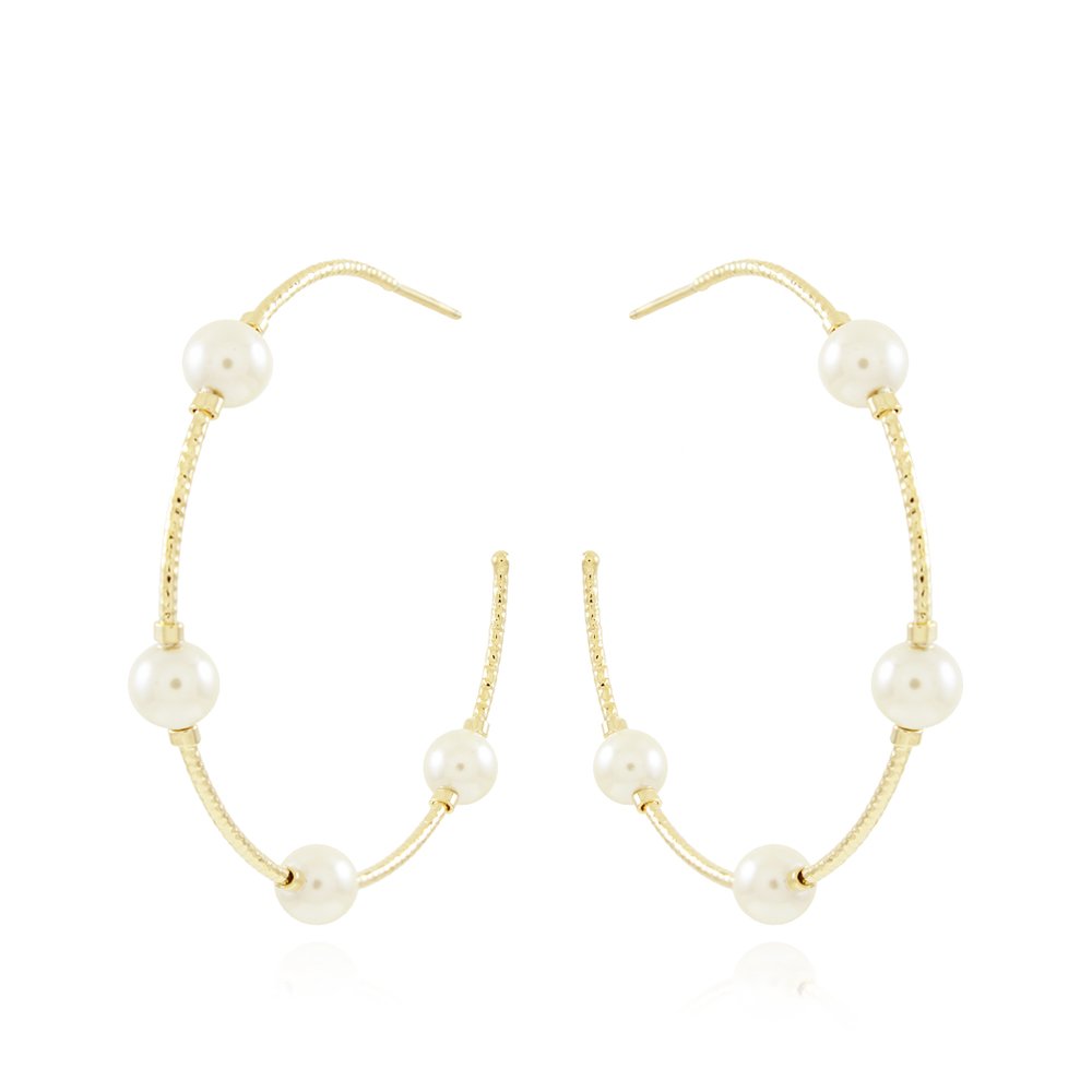 Brt-6721-Do Brinco De Argola Com Pérolas (5,0cm).