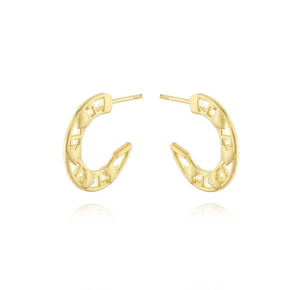 Brt-6813-Do Brinco Meia Argola Detalhes Em Coração (17mm)