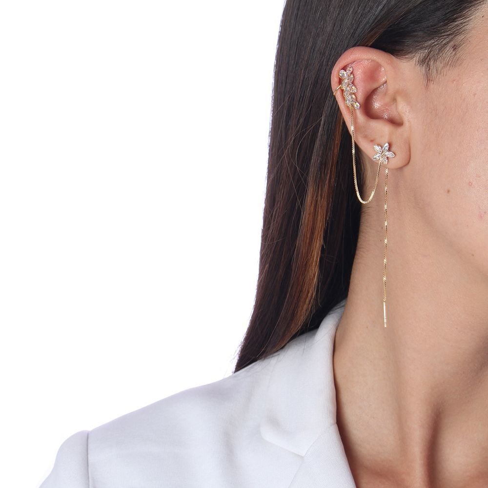 Brt-6916-Do Brinco / Piercing Cravejado E Ponto De Luz