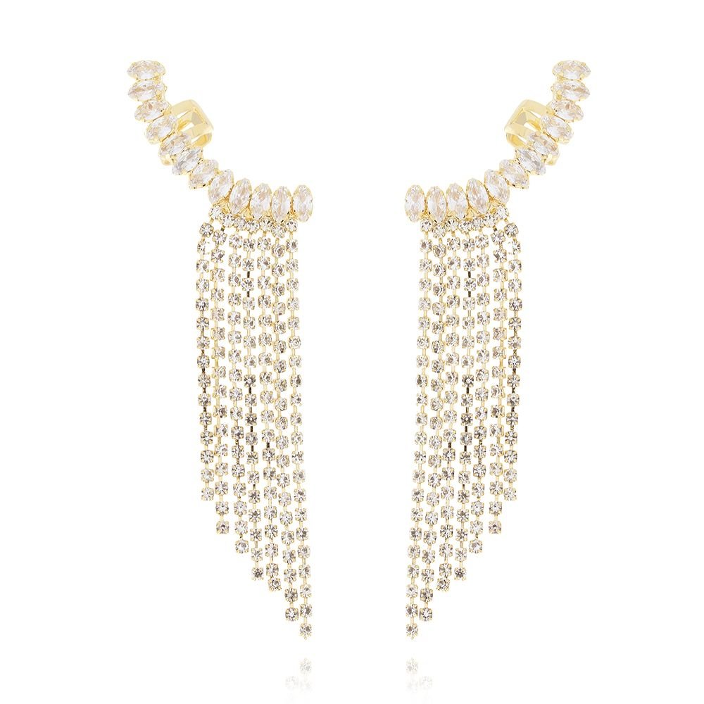 Brt-6965-Do Brinco De Franja Ear Cuff Cristal
