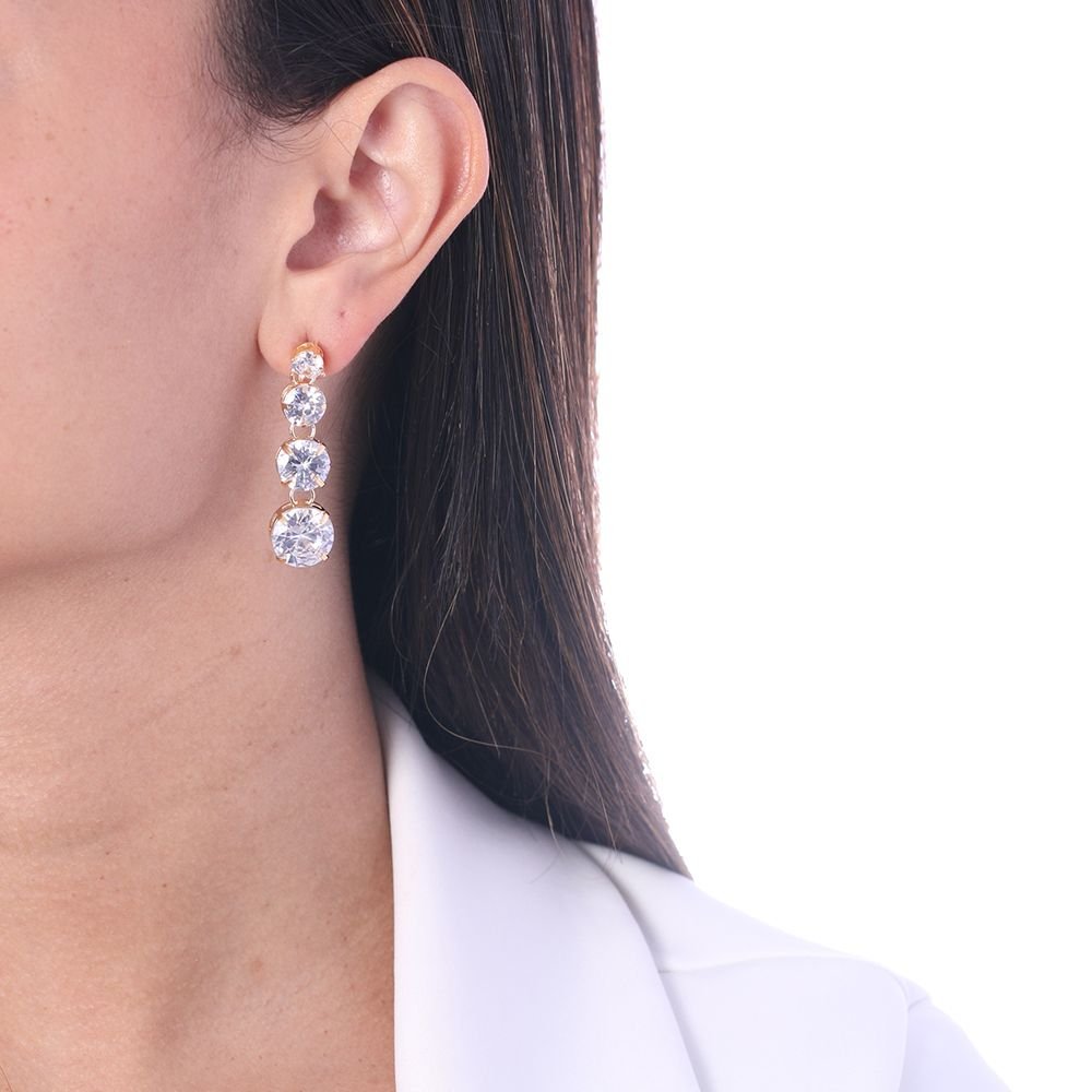  Brt-6978-Do Brinco De Pedras Cristal