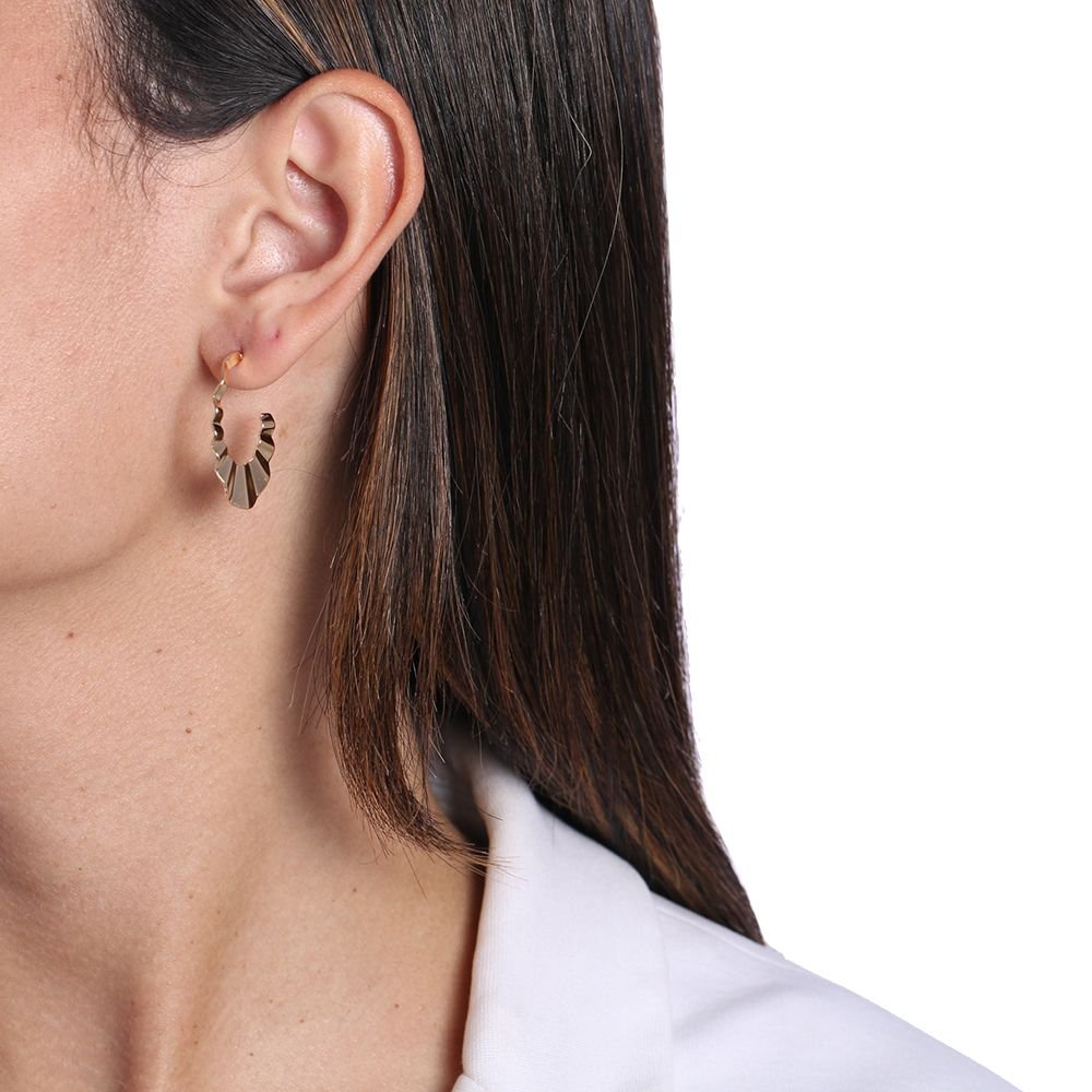 Brt-7019-Do (3cm) Brinco Meia Argola Ondulada