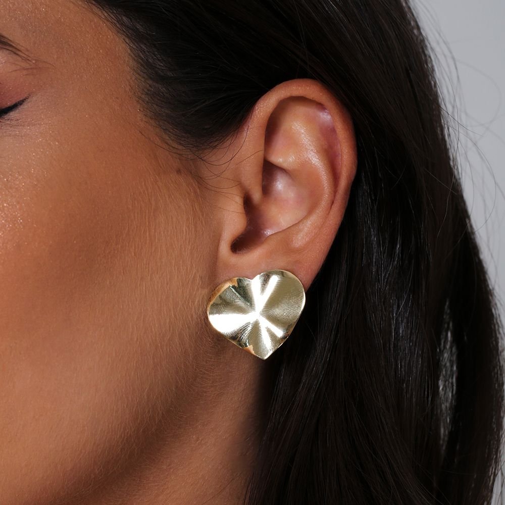 Brt-7049-Do Brinco De Coração Amassado Liso