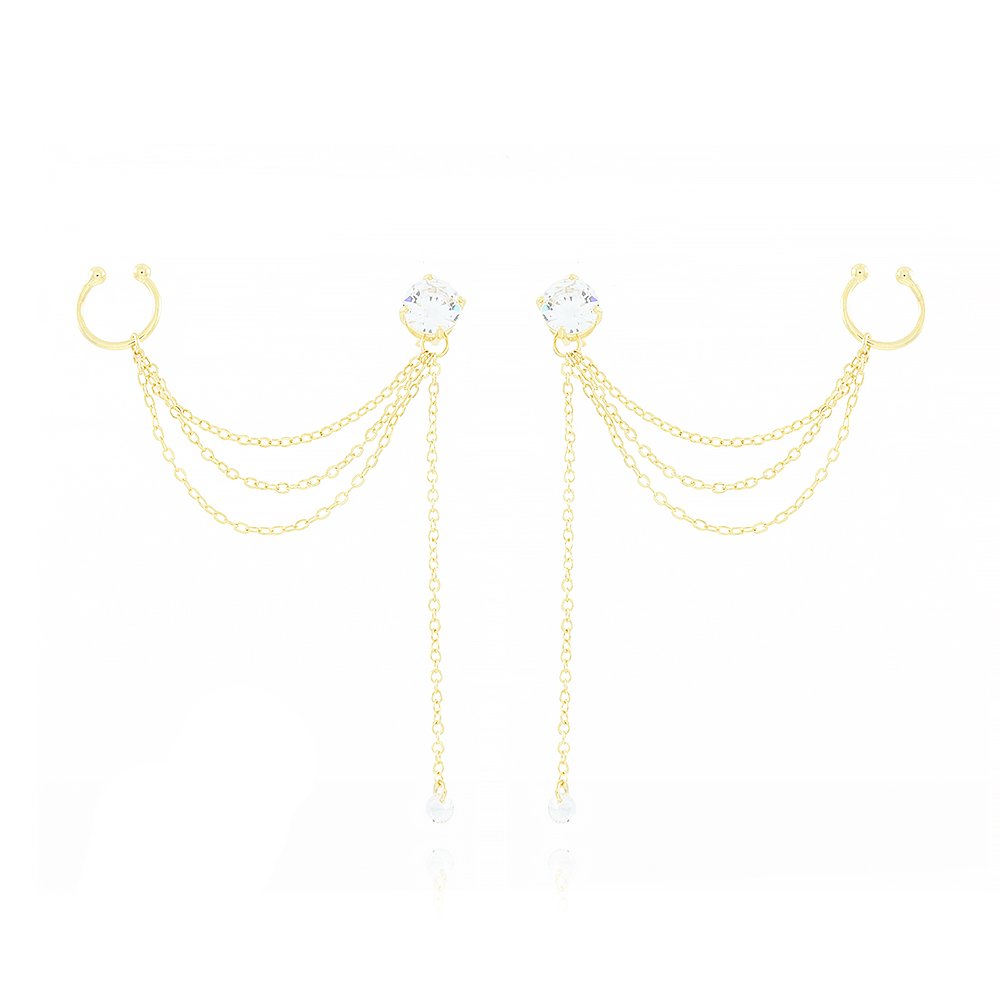 Brt-7067-Do Brinco Ear Cuff Ponto De Luz Com Piercing De Pressão