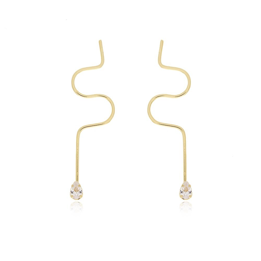 Brt-7069-Do Brinco Ondulado Com Gota Na Ponta