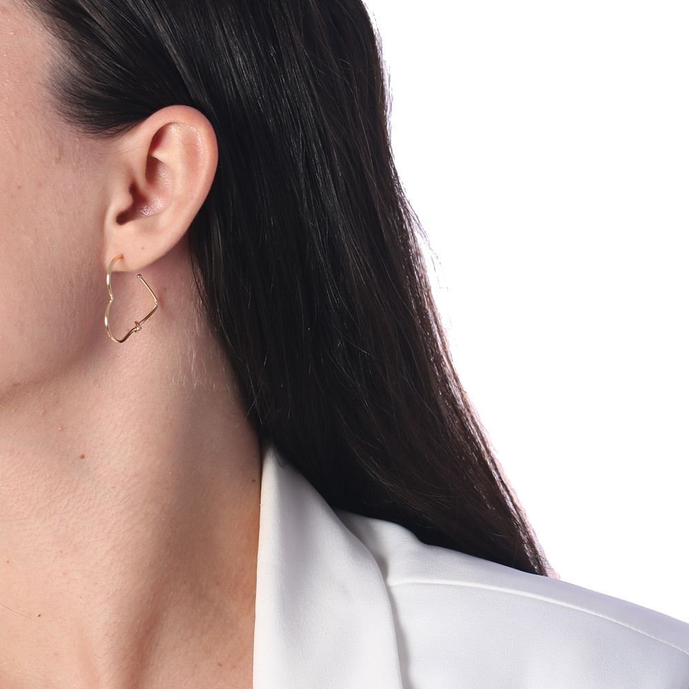 Brt-7076-Do Brinco Meia Argola De Coração Com Nó (30mm)