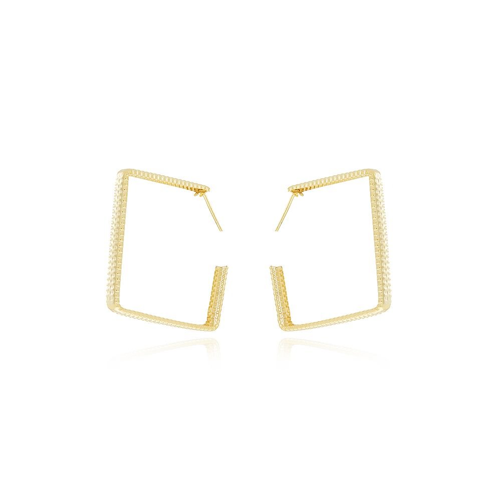 Brt-7101-Do Brinco Meia Argola Quadrada Detalhada (40mm)