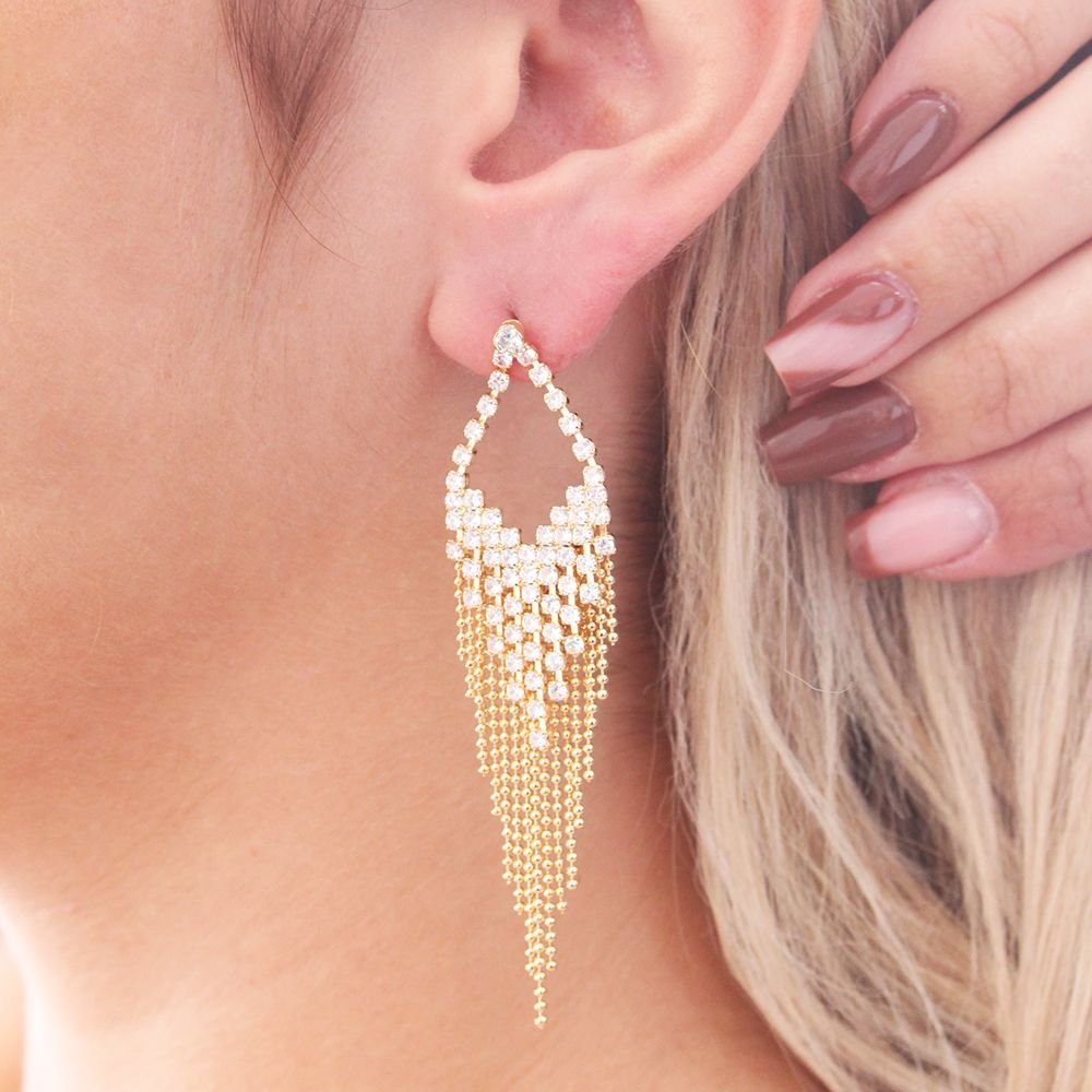 Brt-7208-Do Brinco De Franjas Com Zircônias