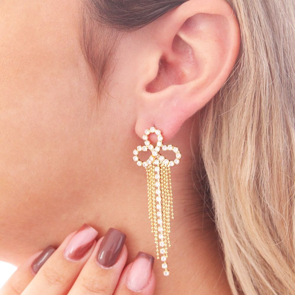 Brt-7209-Do Brinco De Franjas Com Zircônias