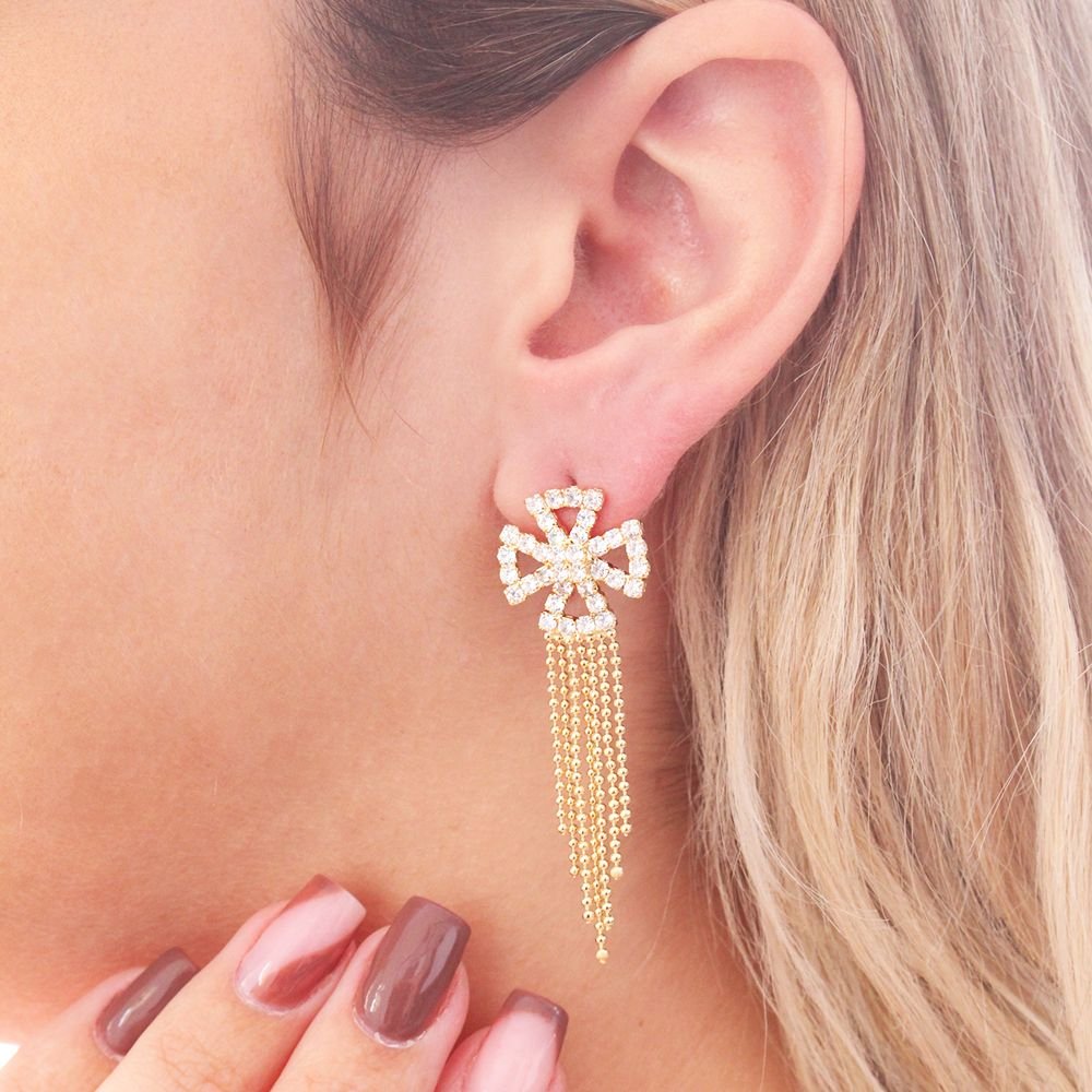 Brt-7211-Do Brinco De Franjas Com Zircônias