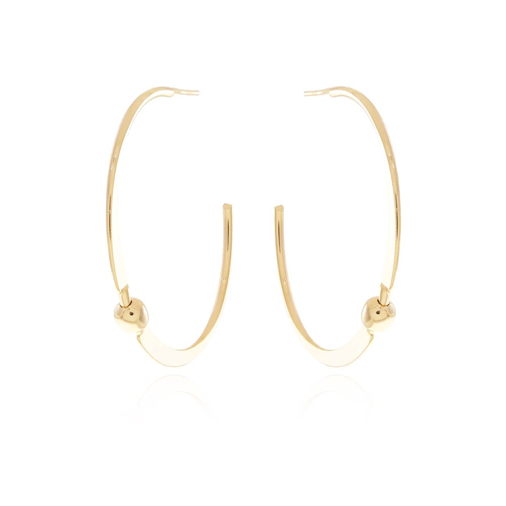 Brt-7325-Do Brinco De Meia Argola Com Detalhe De Bolinha (3,95cm).&Nbsp;