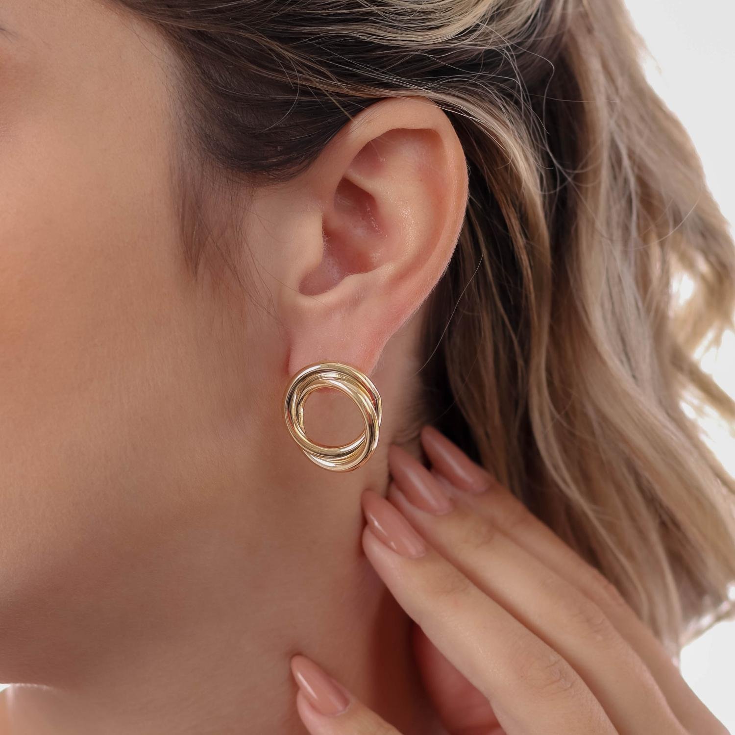 Brt-7347-Do Brinco De Duas Argolas Entrelaçadas (2,35cm).