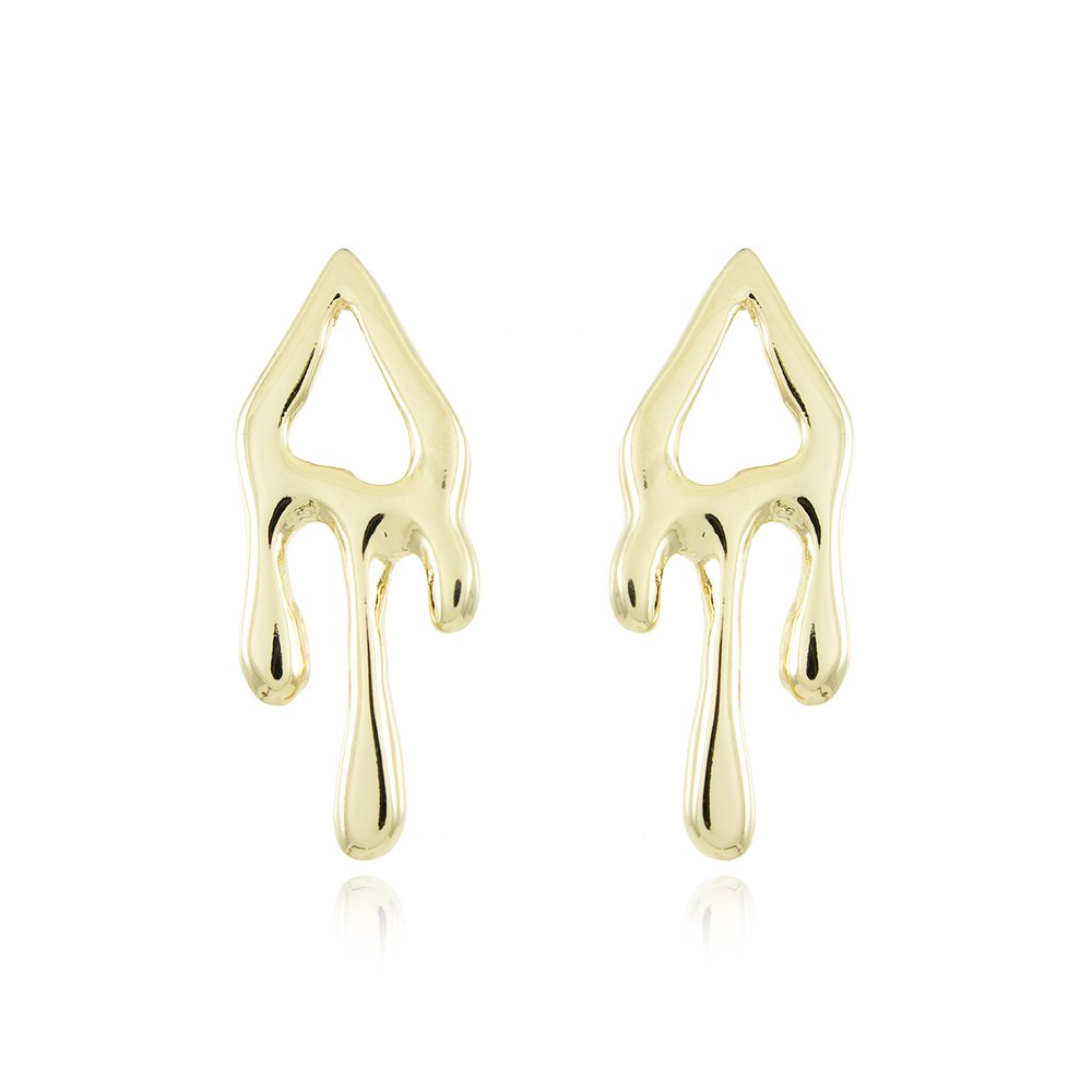 Brt-7391-Do Brinco Triângulo Efeito Derretido.