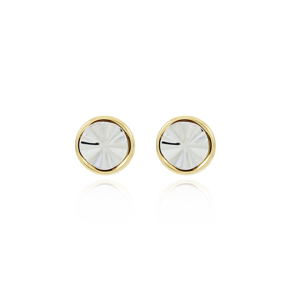 Brt-7480-Do+Rd Brinco Duo Redondo - Ouro + Ródio Branco.