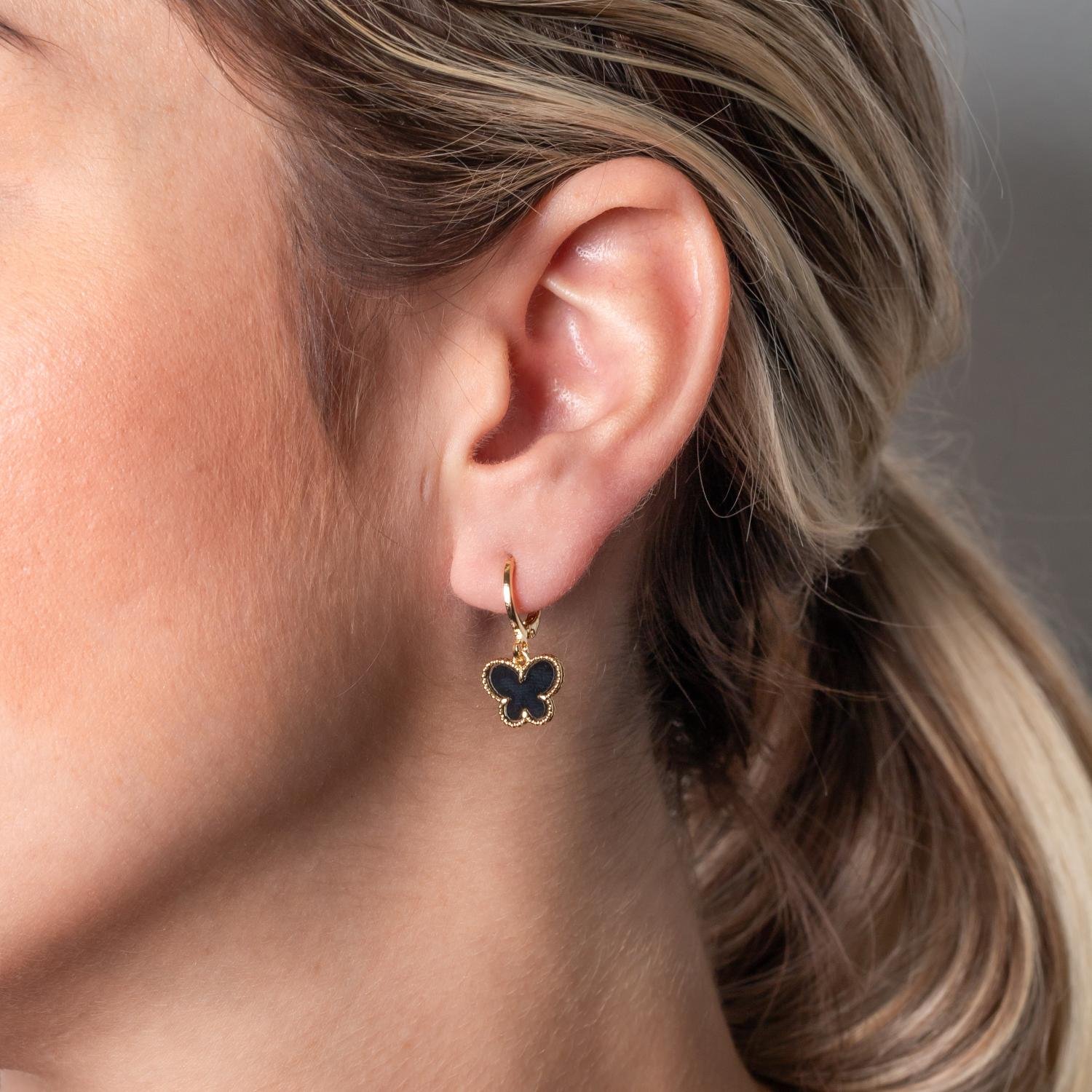 Brt-7522-Do Brinco Argola Articulada De Borboleta Preto.&Nbsp;