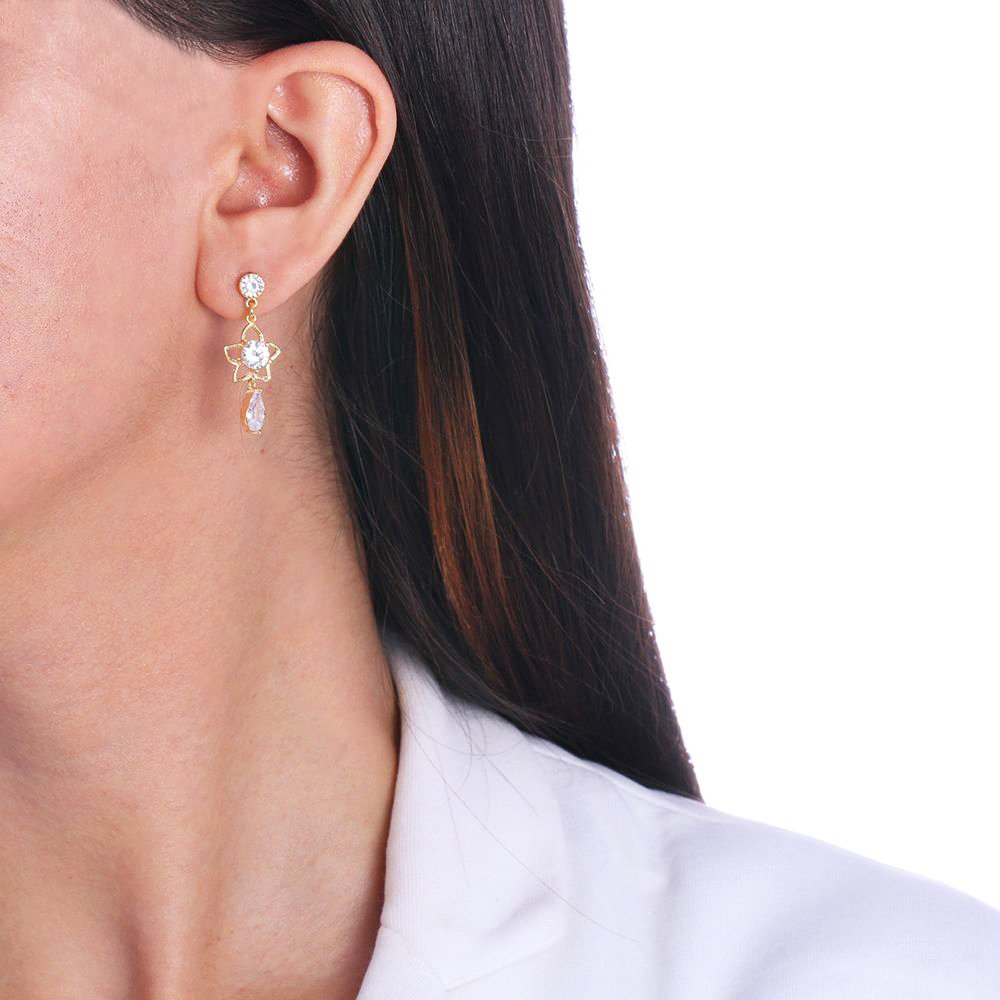 Brt-821-Do - Brinco Flor Com Zircônias