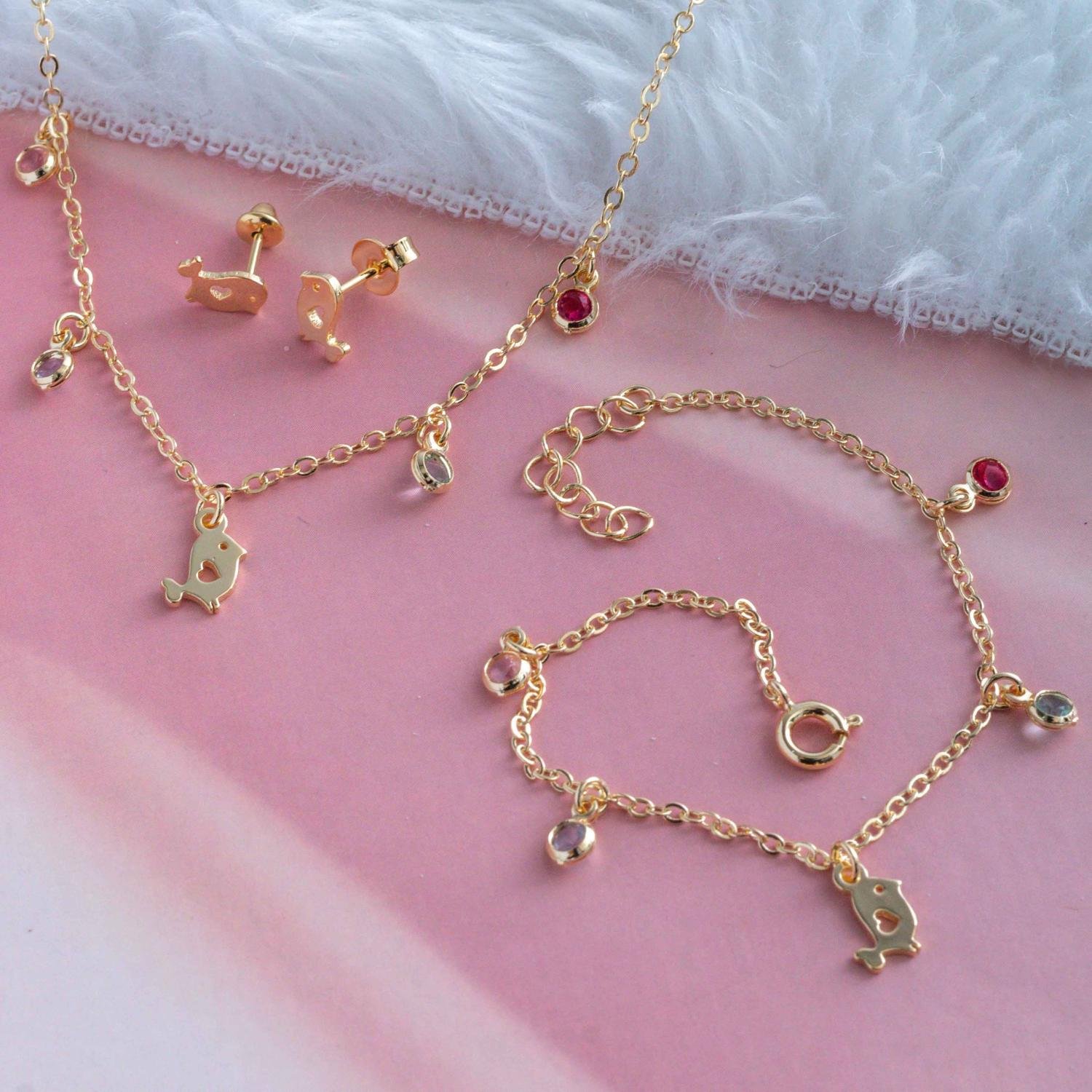 Cjls-3656-Fo Conjunto Infantil De Passarinho Colorido (35cm+5cm).