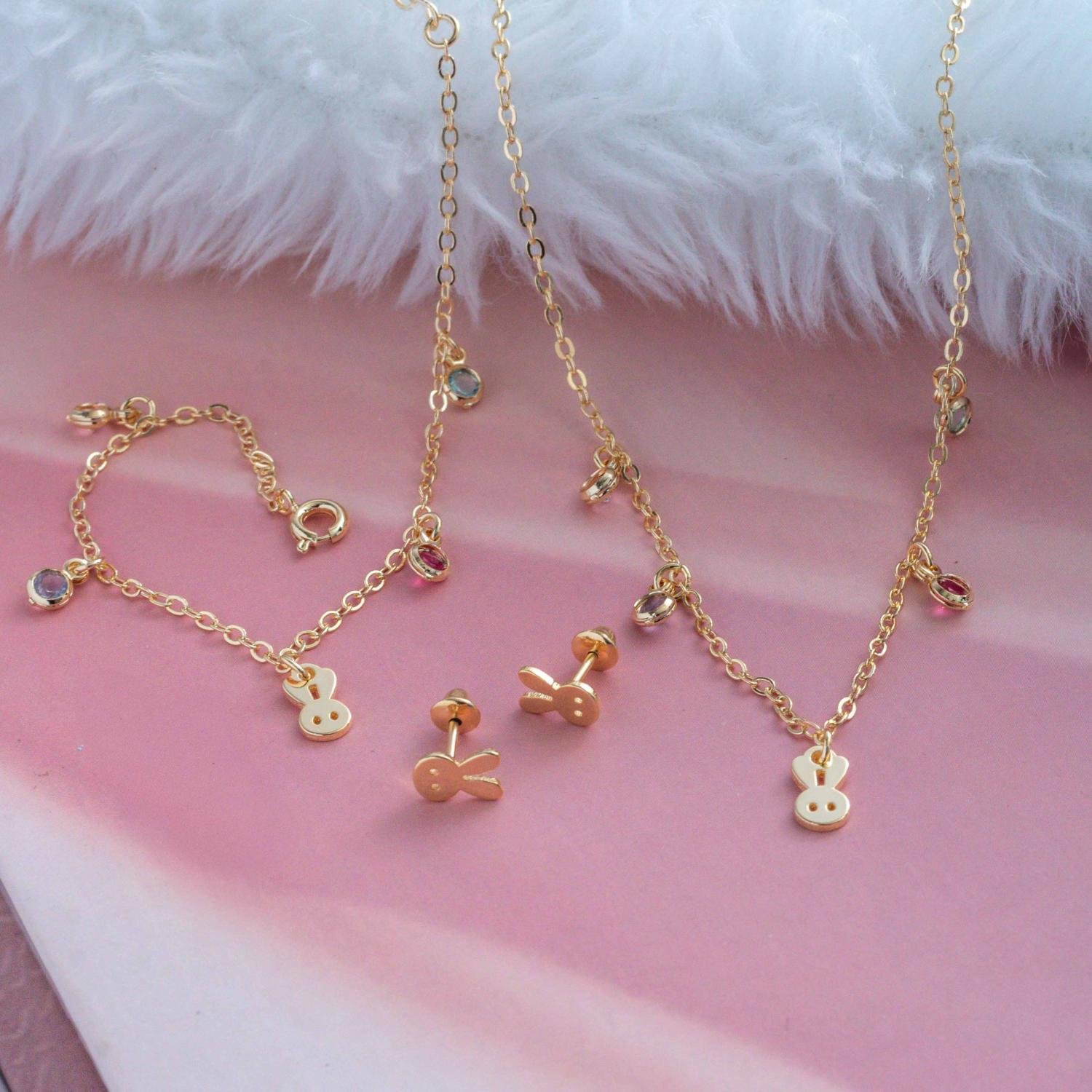 Cjls-3664-Fo Conjunto Infantil De Coelhinho Colorido (35cm+5cm).