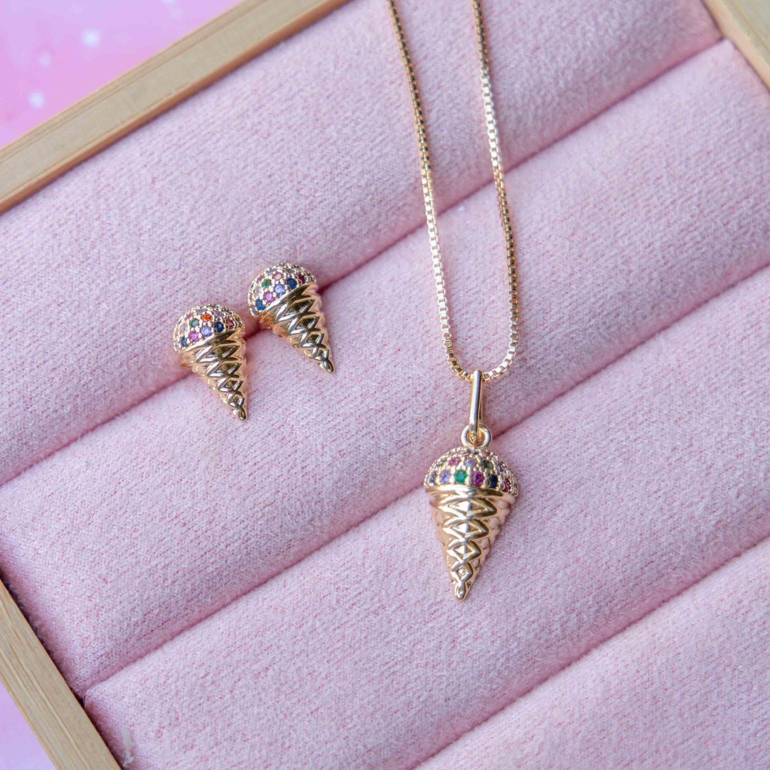 Cjt-1128-Fo Conjunto Infantil De Sorvete Cravejado Cristal (35cm).