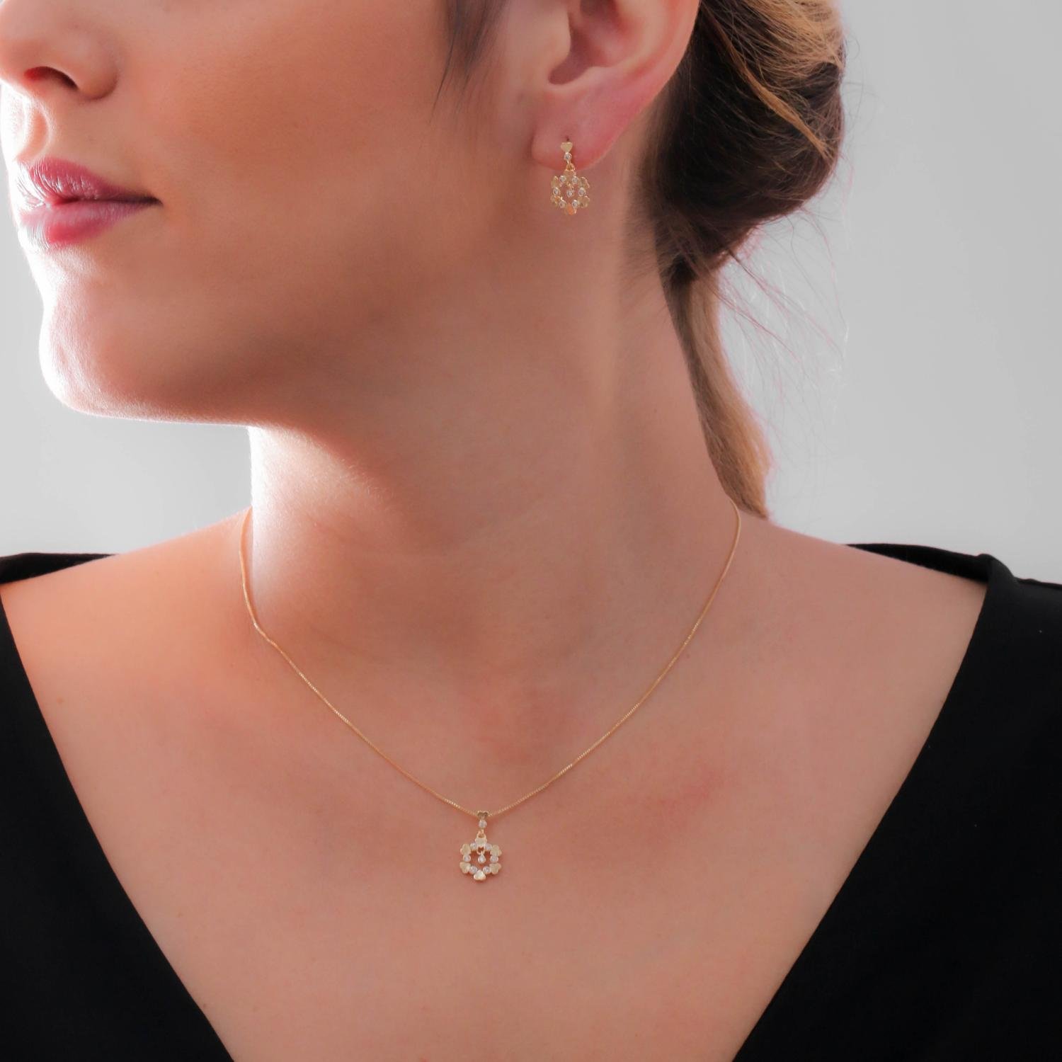 Cjt-214-Fo Conjunto Cravejado De Zircônias Cristal (45cm+5cm).